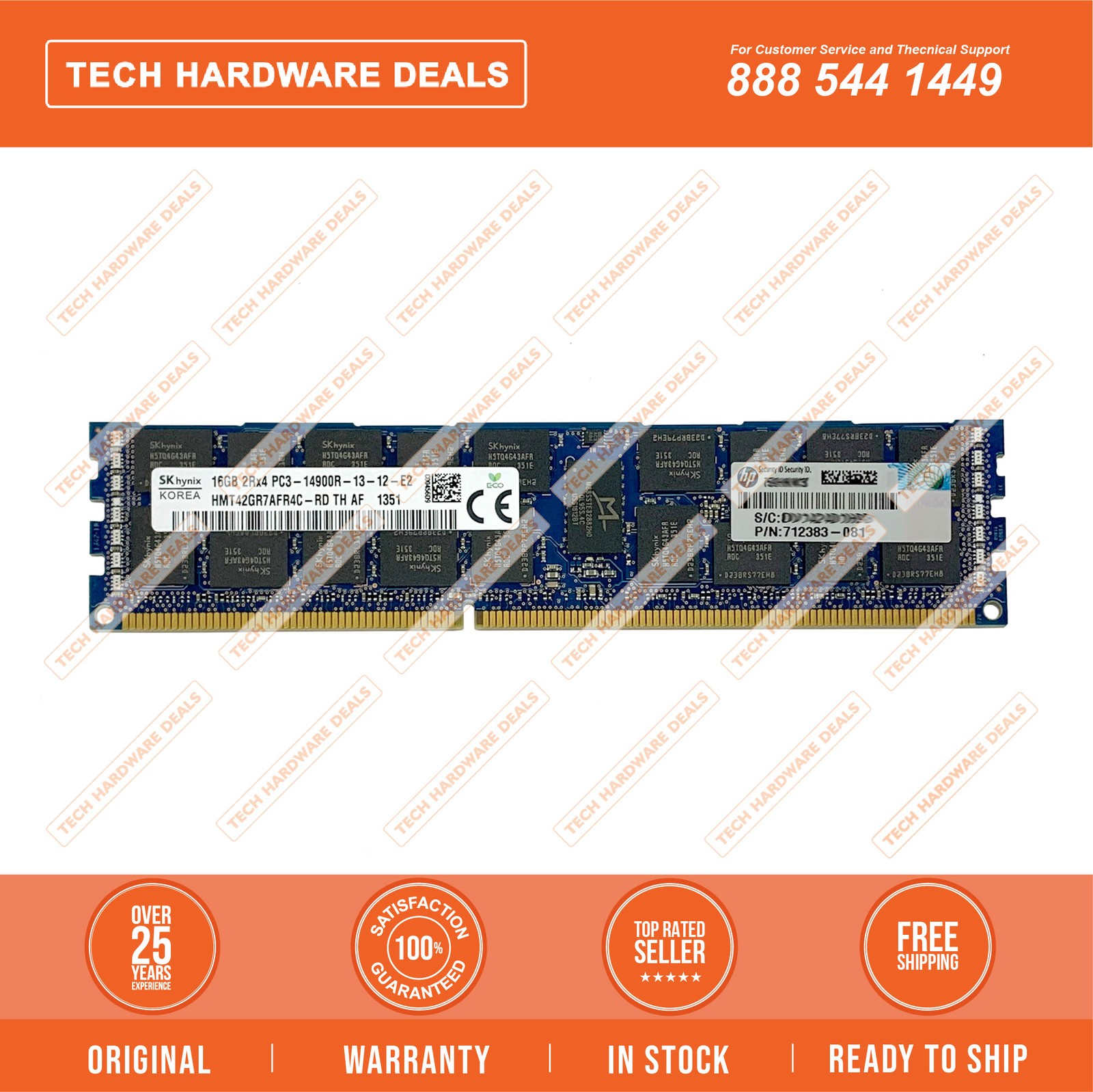 708641-B21    HPE 16GB (1x16GB) Dual Rank x4 PC3-14900R (DDR3-1866) Registered C