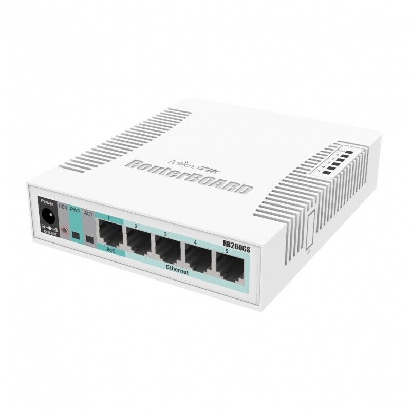 MIKROTIK Cloud Smart Switch RB260GS CSS106-5G-1S plastic case SFP cage SwOS