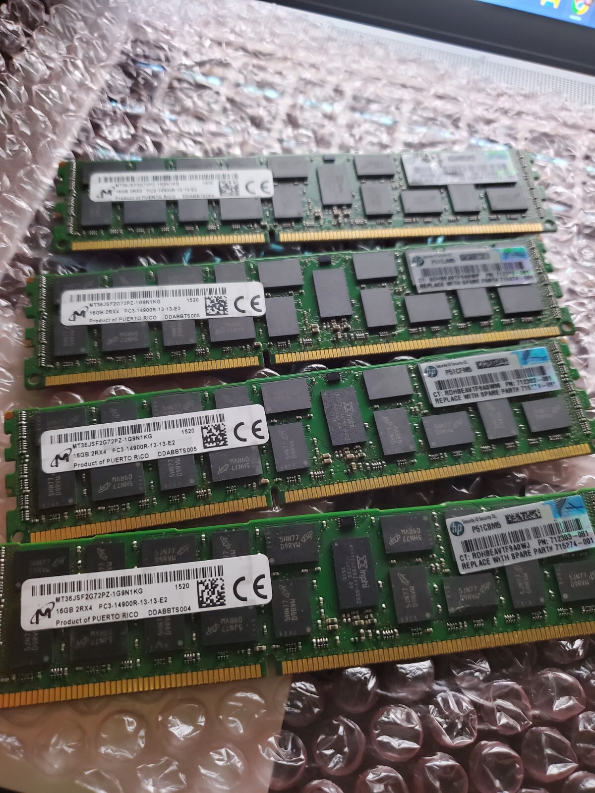 HP Server Ram 16GB x 4 sticks (64 GB Total)