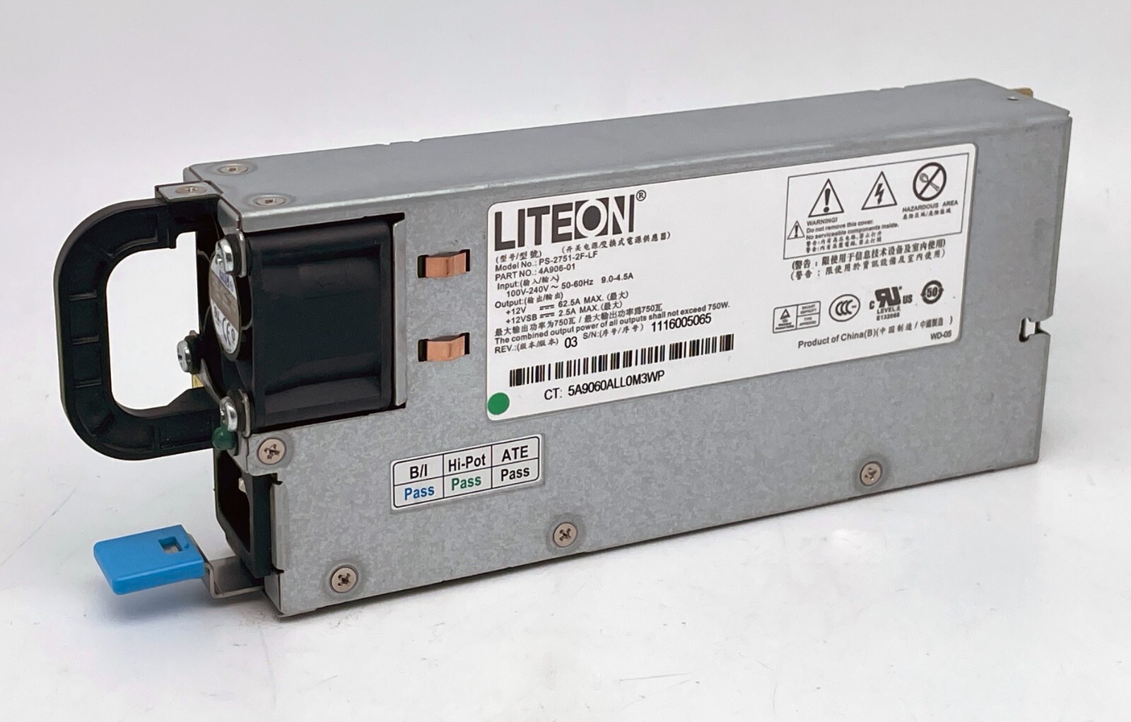 LiteOn PS-2751-2F-LF For Lenovo R520 G7 Server Power Supply 750W