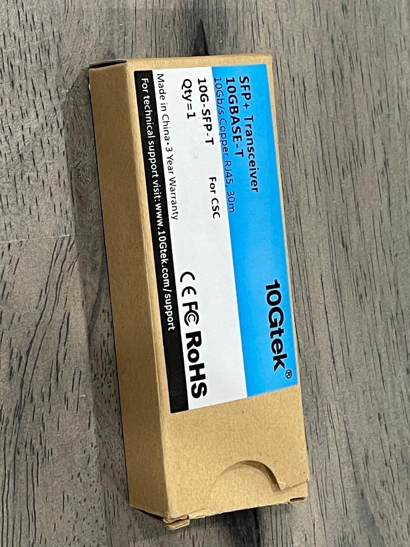 10Gtek 10GBase-T SFP+ to RJ45 Copper Module Transceiver
