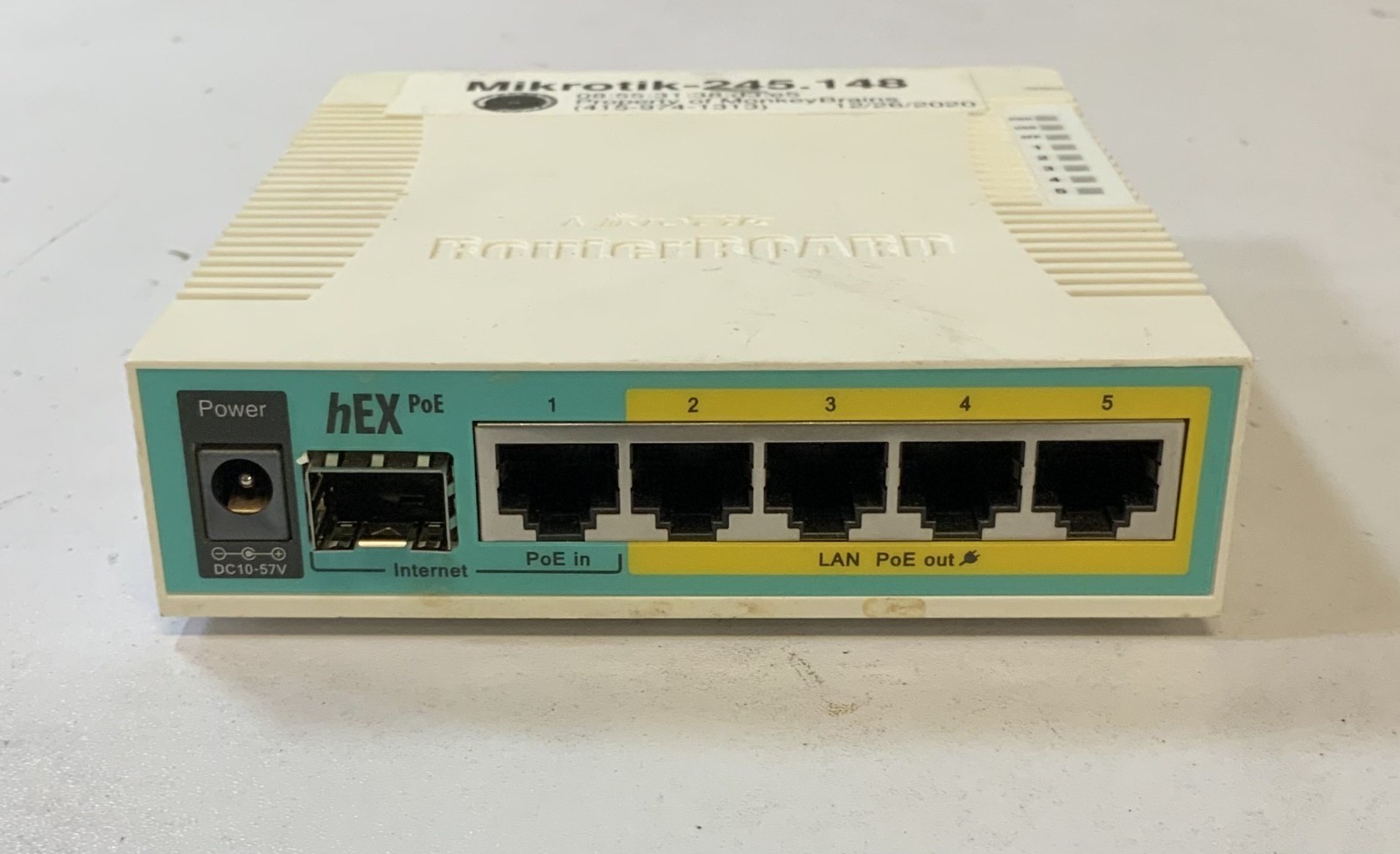 Mikrotik RB750UPR2 hEX PoE lite 64MB RAM 5-Port Ethernet Router, White “L1B”