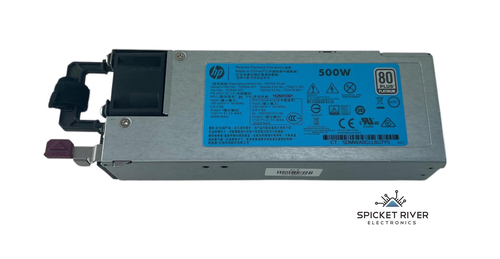 HP HSTNS-PL40 500W 80 Plus Platinum Server Power Supply PN: 723594-001