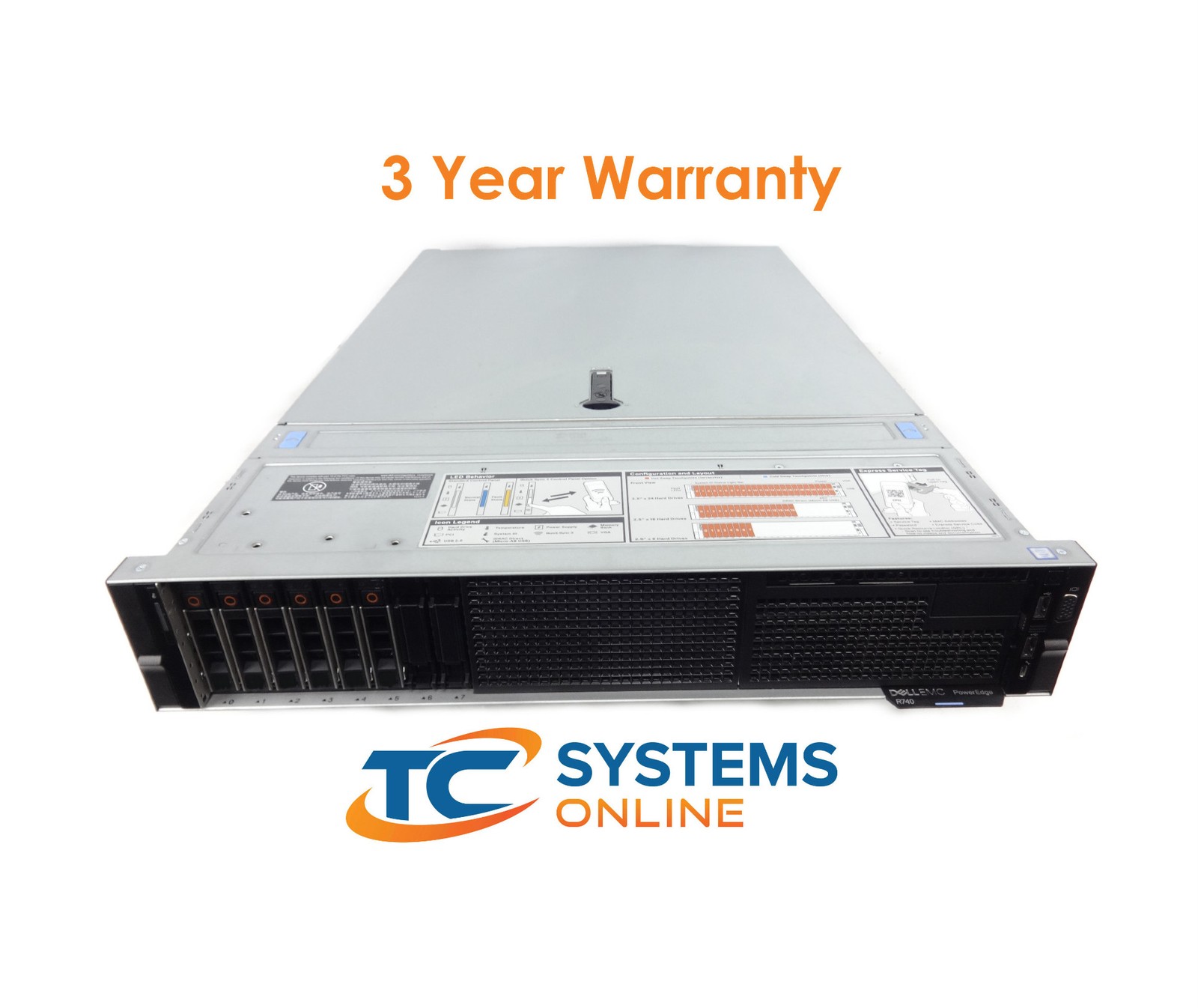 Dell Poweredge R740 2xGold 6136 3.0GHZ=24Cores 64GB 6xHD Tray H730P