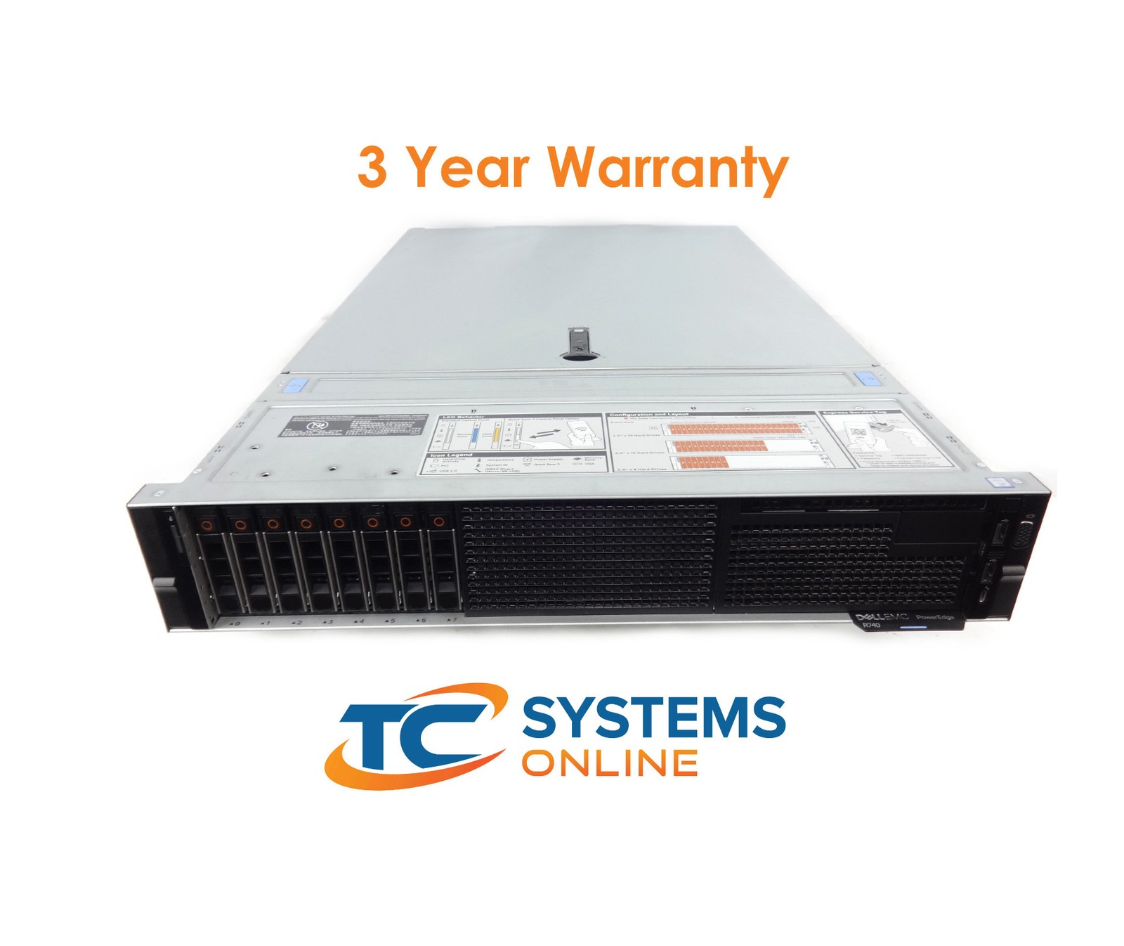 Dell Poweredge R740 2xSLVR 4116 2.1GHZ=24Cores 256GB 8xHD Tray H730P