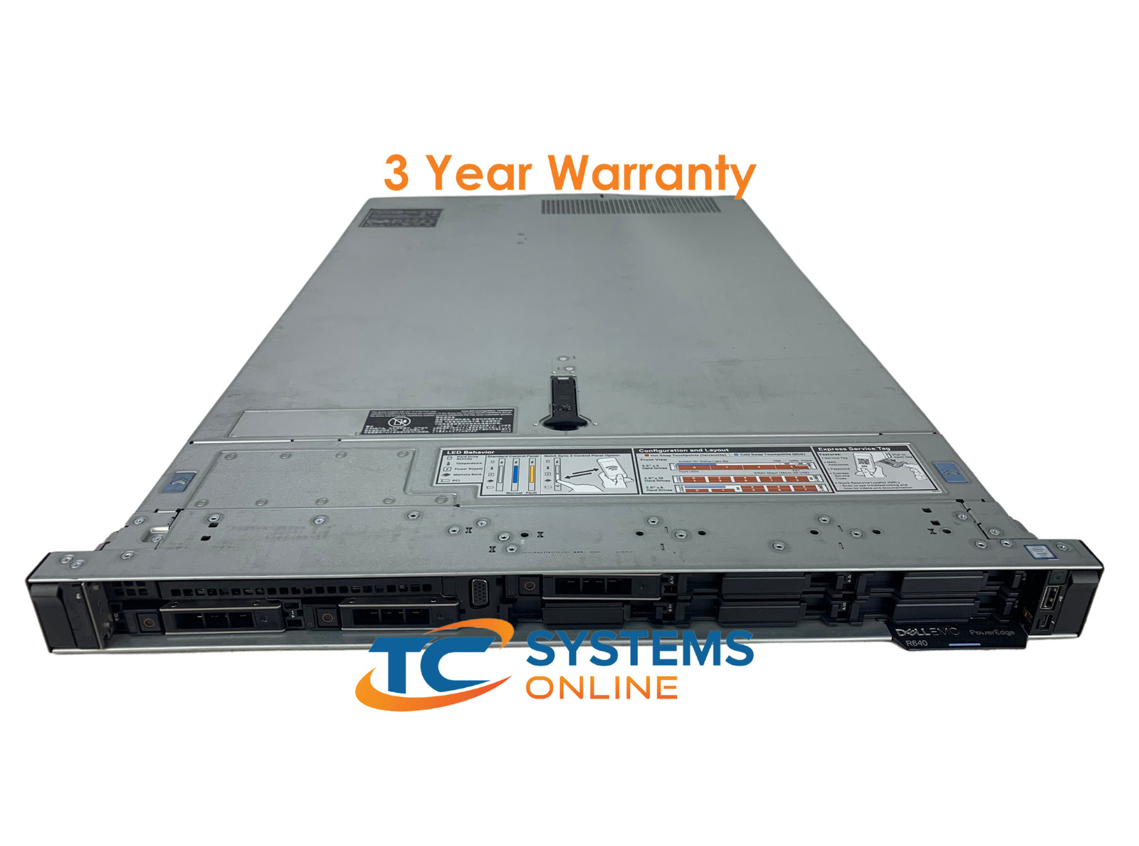Dell Poweredge R640 2xSLVR 4112 2.6GHZ=8Cores 128GB 3×1.8TB 10K 12G H730P