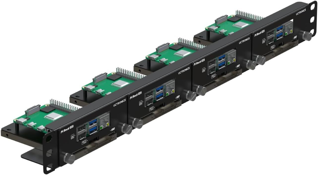 UCTRONICS 19” 1U Rack Mount for Raspberry Pi with SSD Mounting Brackets Thumb…