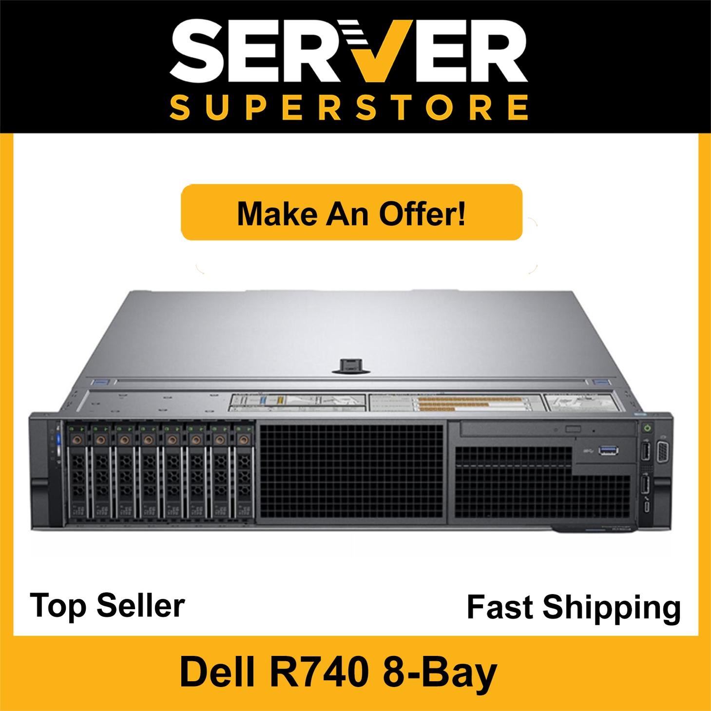 Dell PowerEdge R740 Server 2xPlatinum 8168=48 Cores 128GB H730P 2x NEW 500GB SSD