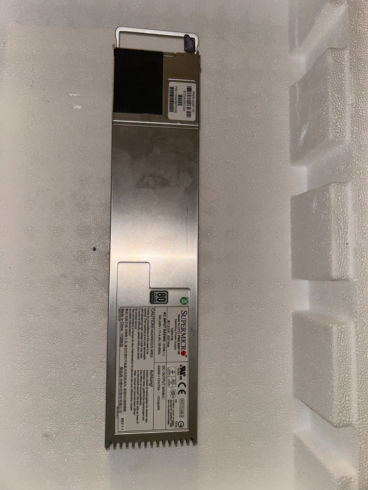 SuperMicro 920W Hot Swap 1U 80+ Plus Platinum Server Power Supply PWS-920P-1R