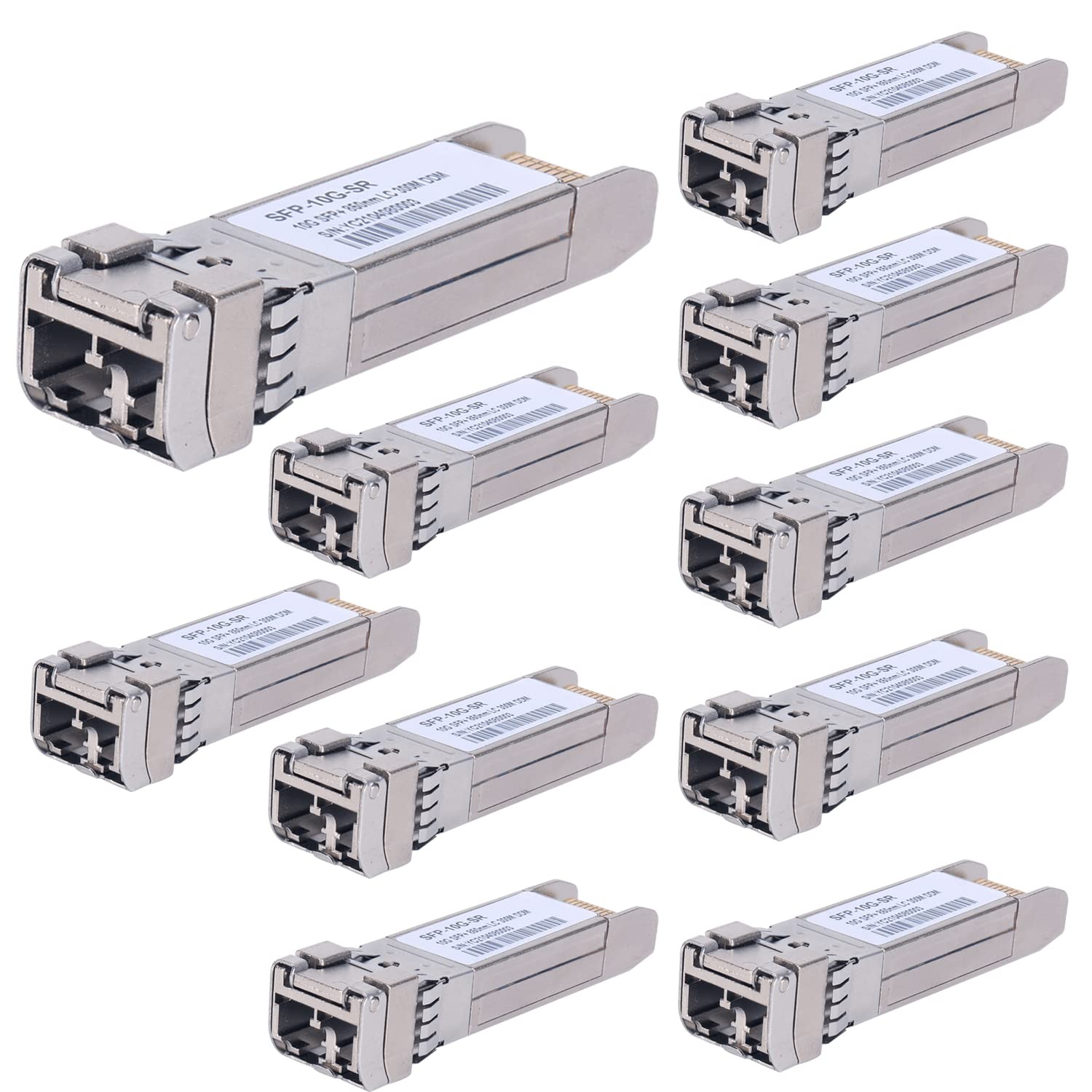 10Pack 10GBase-SR SFP+ Transceiver, SFP Multi-mode LC Module, 10G 850nm MMF u…