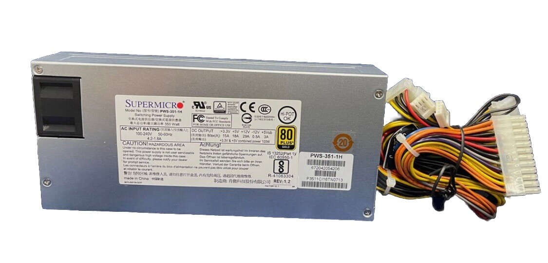 SUPERMICRO PWS-351-1H GOLD 80 PLUS 350W 1U Server Power Supply