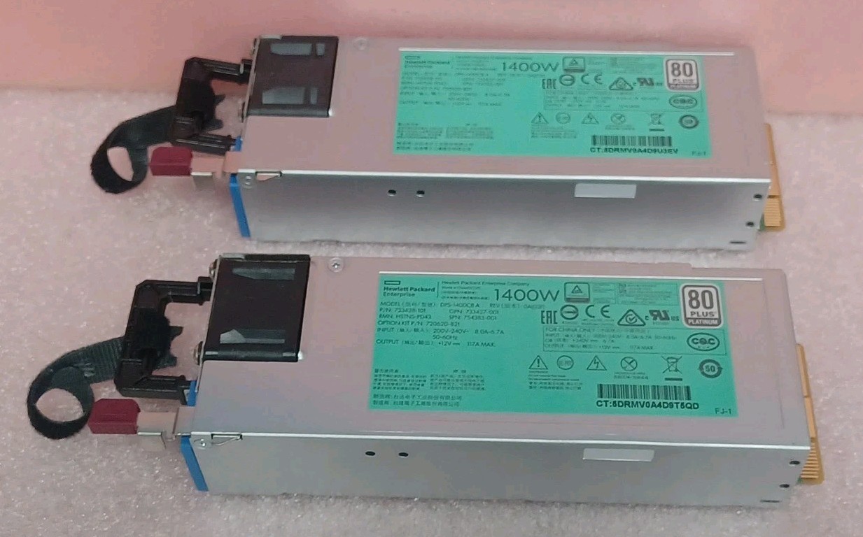 HP 1400W 733428-101 DPS-1400CB For Proliant DL360, DL380, ML350, Etc.  LOT OF  2