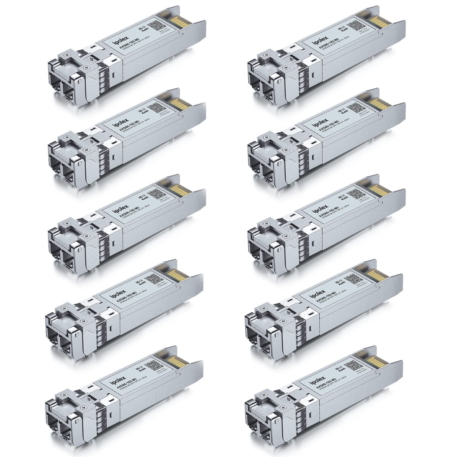 ipolex SFP+ 10GBase SR LC Multimode Module, 10G Fiber SFP Transceiver,  10 Pack