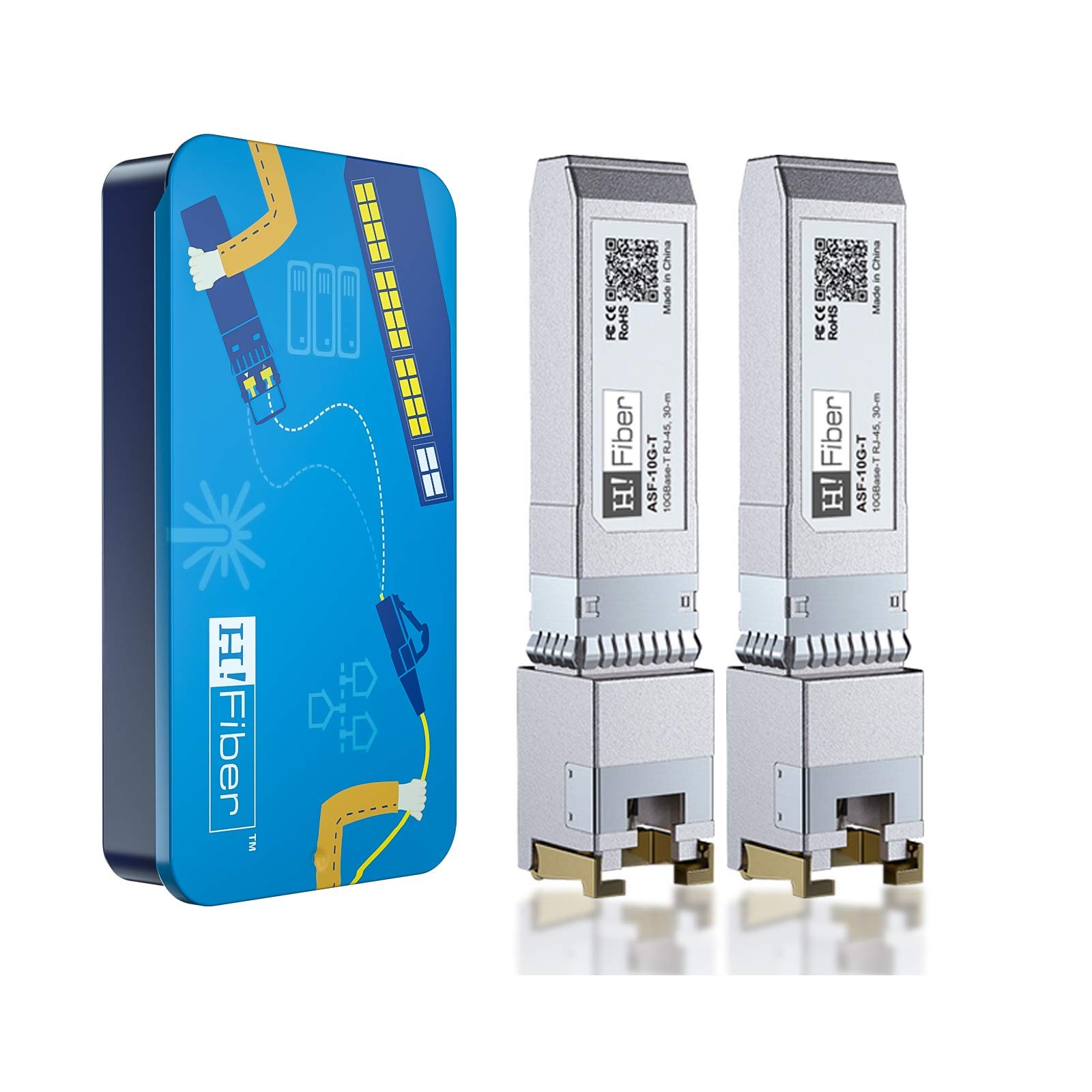 H!Fiber 10Gb SFP+ RJ45 Transceiver, 10Gbase-T SFP+ Ethernet Module 10G/5G/2.5…