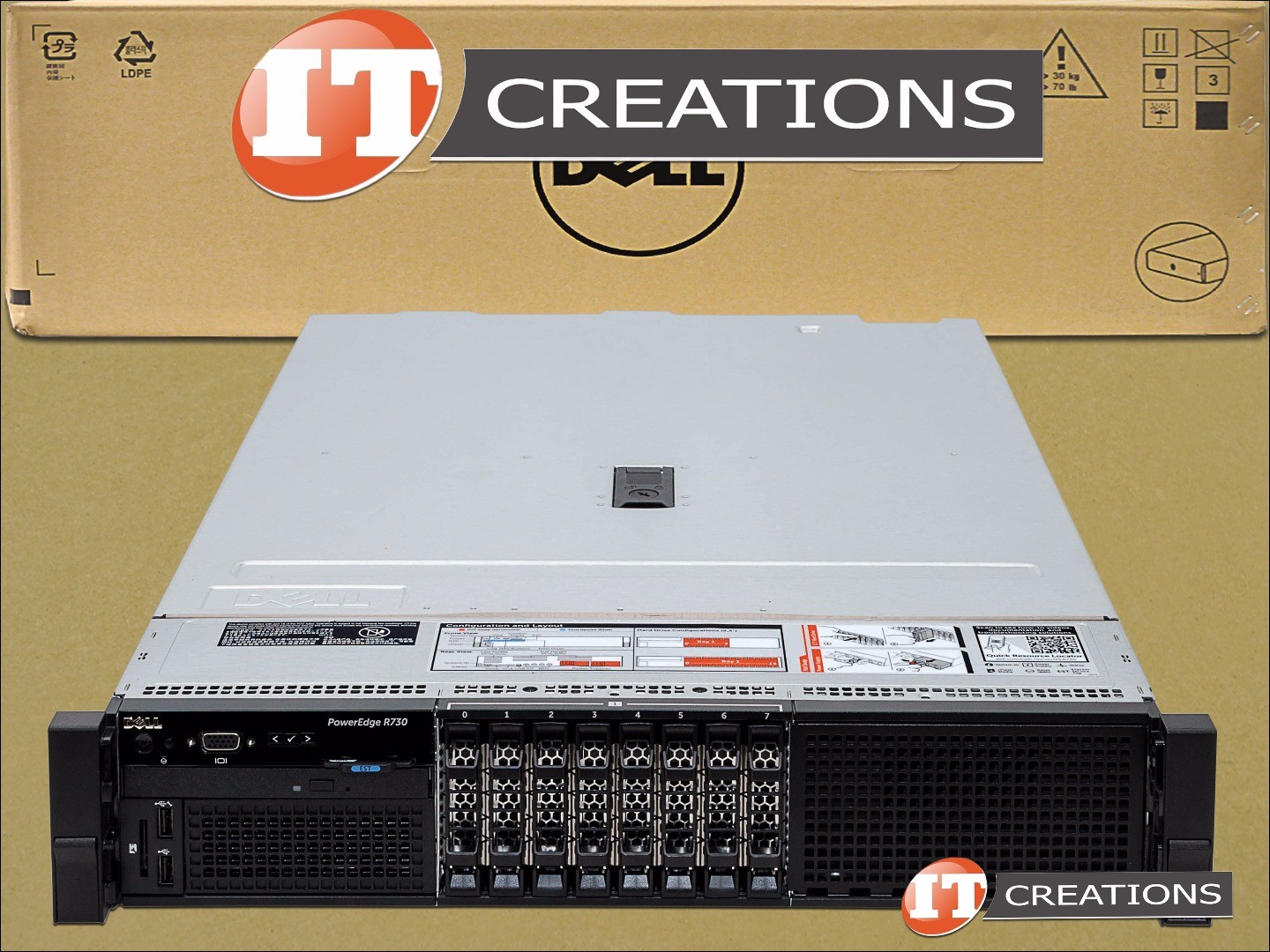 DELL POWEREDGE R730 8 BAY TWO E5-2603V3 1.6GHZ 32GB 480GB SSD H730