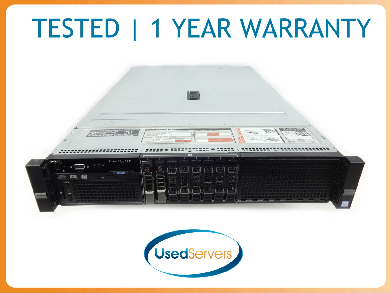 Dell R730 8SFF Server 64GB 2xE5-2680v3 2.5GHZ=24Cores 2×1.2TB 10K H730