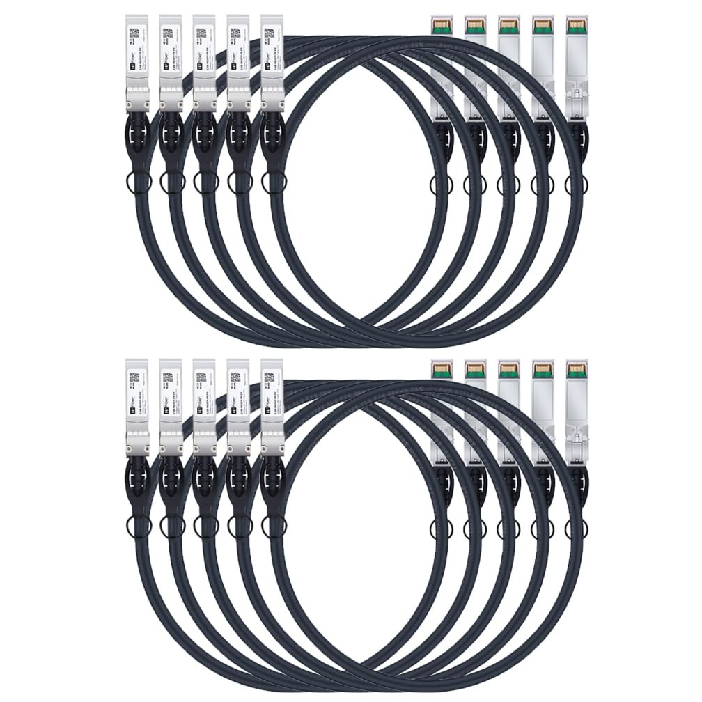 H!Fiber 10 Pack SFP+ Cable, 10G SFP+ DAC, 2M(6.6ft), Passive Direct Attach Co…