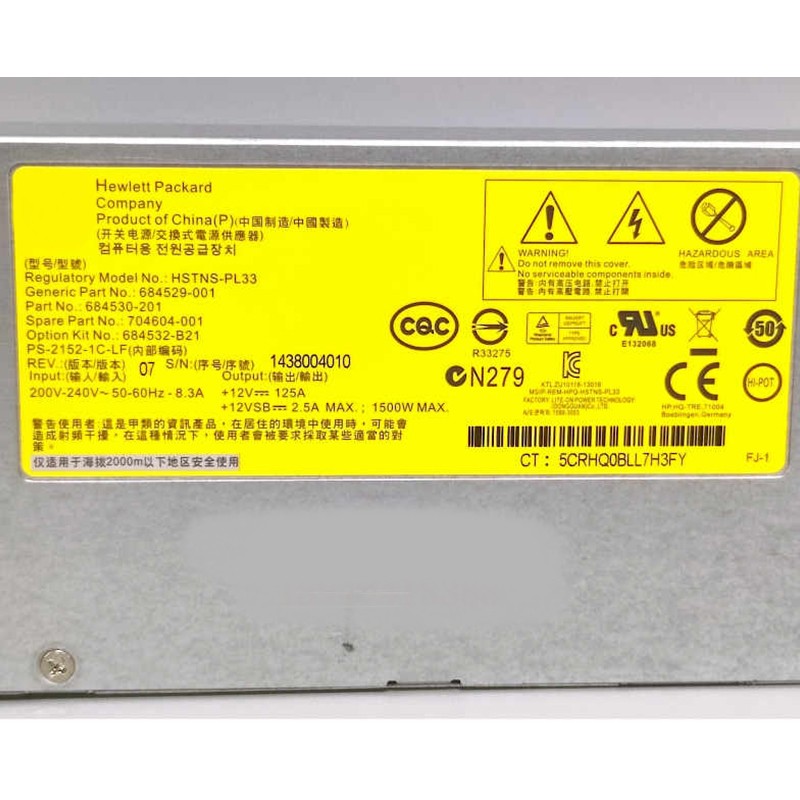 Used For HP 684529-001 684532-B21 684530-201 HSTNS-PL33 1500W Power Supply