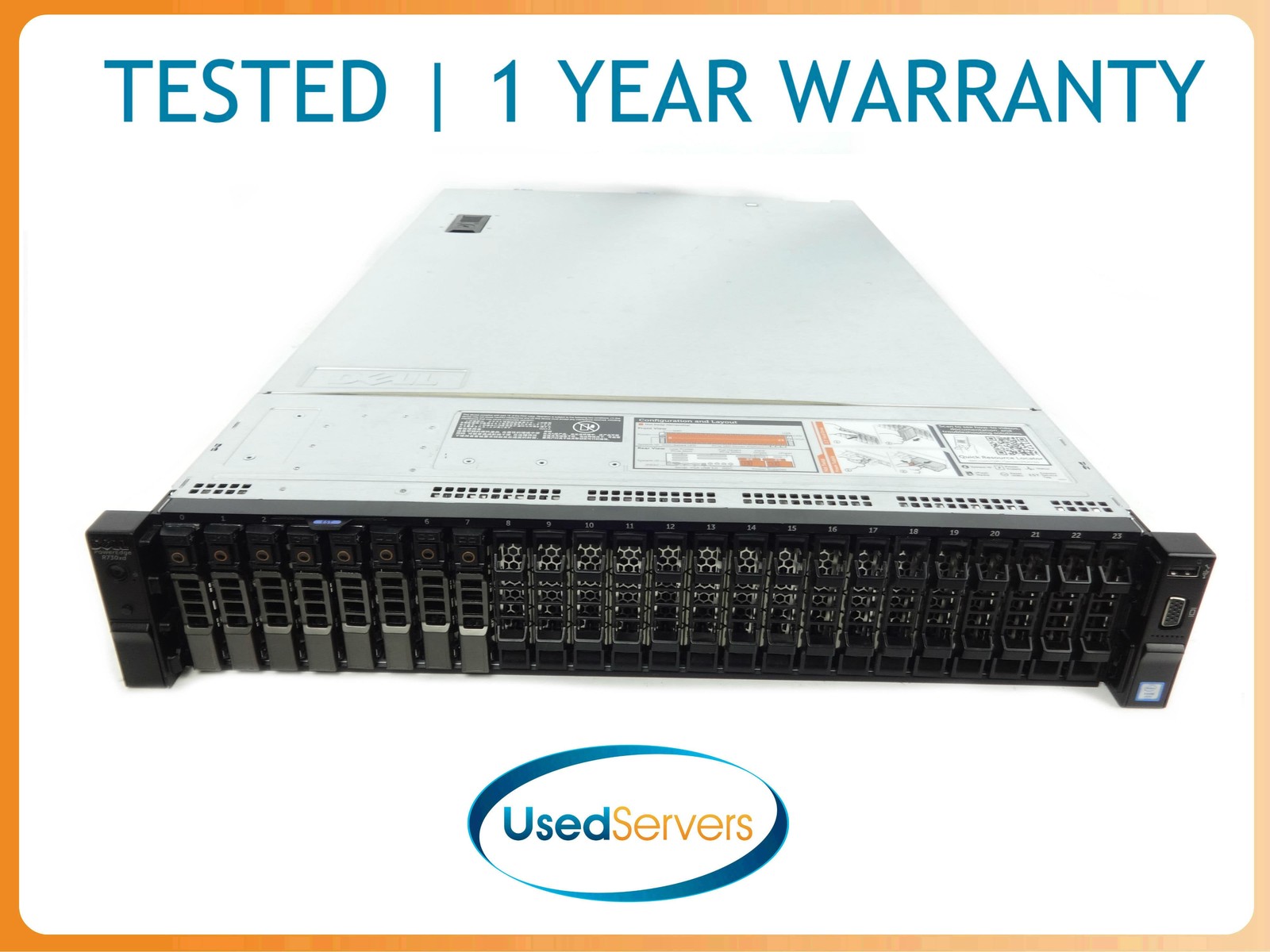 Dell R730XD 26SFF 64GB 2xE5-2680v3 2.5GHZ=24Cores 8×1.8TB 12G SAS H730