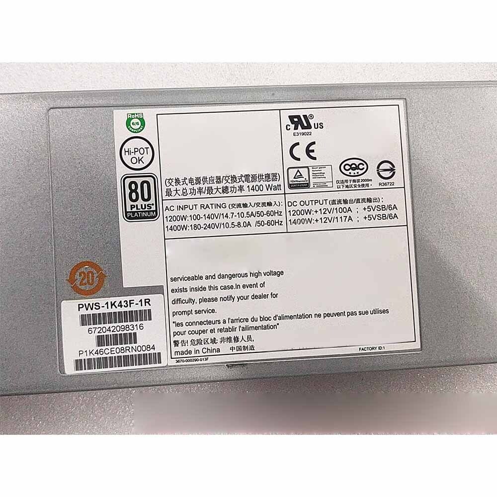 For PWS-1K43F-1R PWS1K43F1R 1400w 80 Plus Platinum Server Power Supply