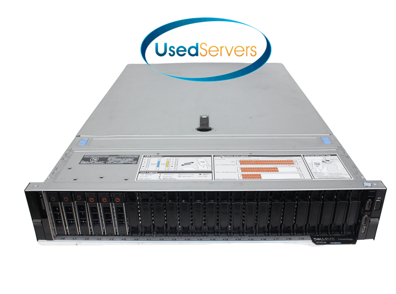 Dell R740XD 28SFF 64GB 2xGold 6246 3.3GHZ=24Cores 6×1.8TB 12G SAS H730P