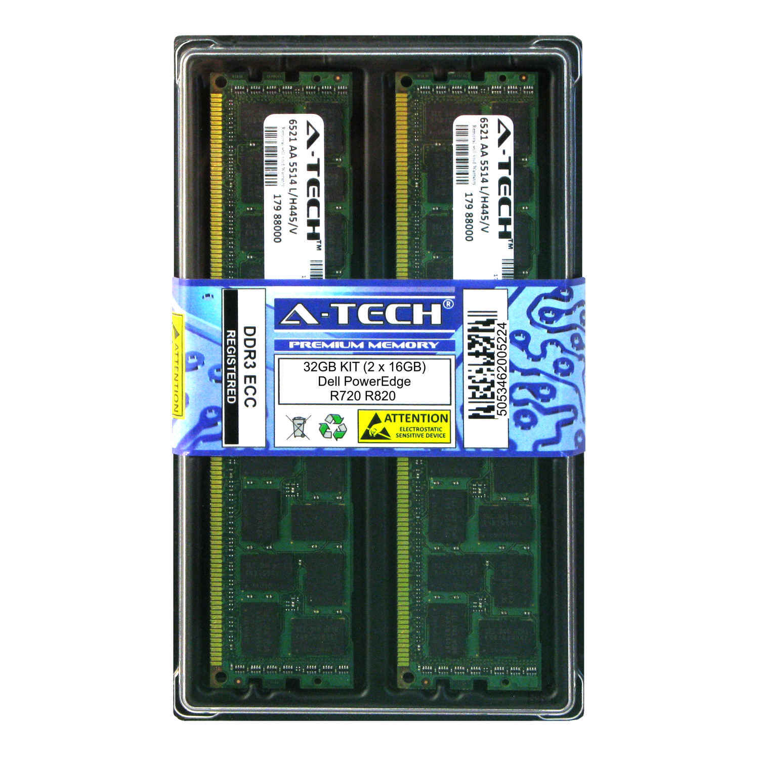 32GB KIT 2 x 16GB Dell PowerEdge T710 R720 R720xd R820 R910 PC3-8500 Ram Memory