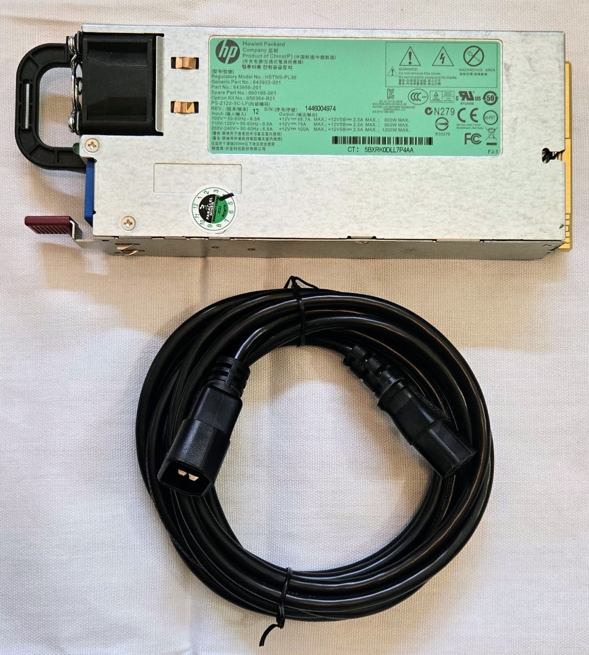 HP 1200W Server Hot Plug Platinum PSU 660185-001 643956-201 643933 HSTNS-PL30