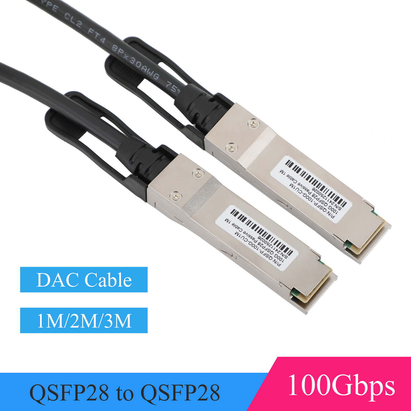 1PCS 100G QSFP28 DAC Copper Cable 1M/2M/3M High Speed ​​Fiber Optic Cable