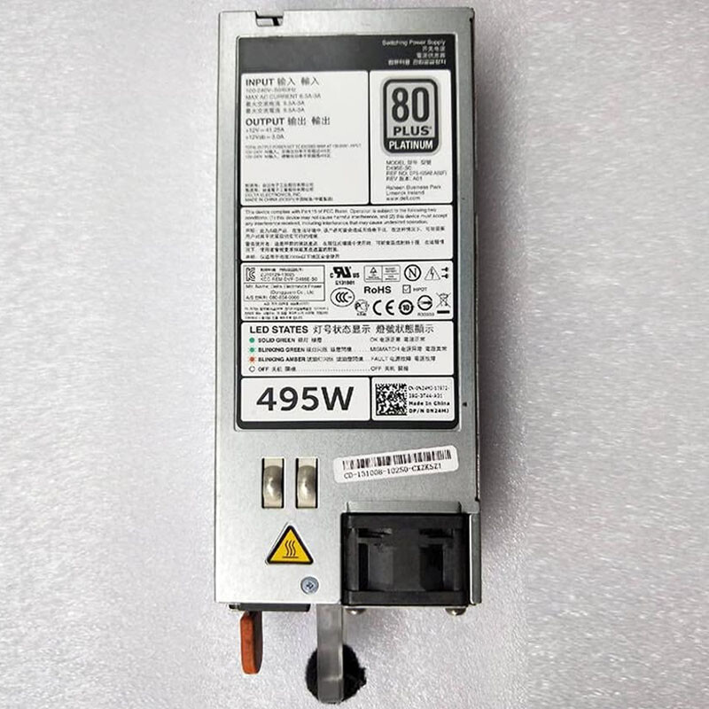 For DELL Server Power Supply D495E-S0 F495E-S0 DPS-495AB A 3GHW3 N24MJ 495W