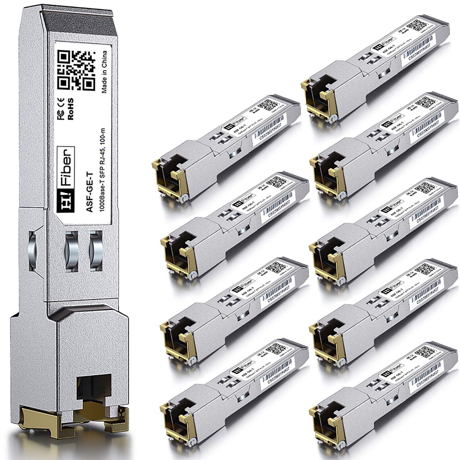 10 Pack 1G SFP to RJ45 Module, 1000Base-T Gigabit Ethernet Copper SFP Transce…