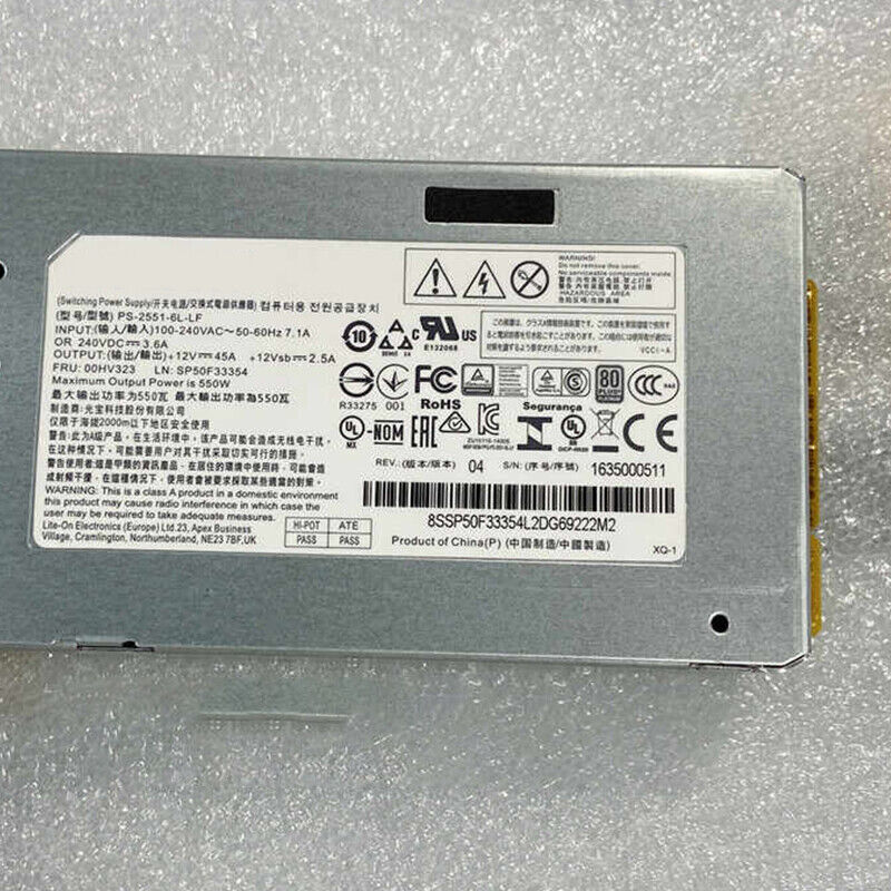 Used For Lenovo RD350 RD450 RD550 Server Power Supply PS-2551-6L-LF 00HV323 550W