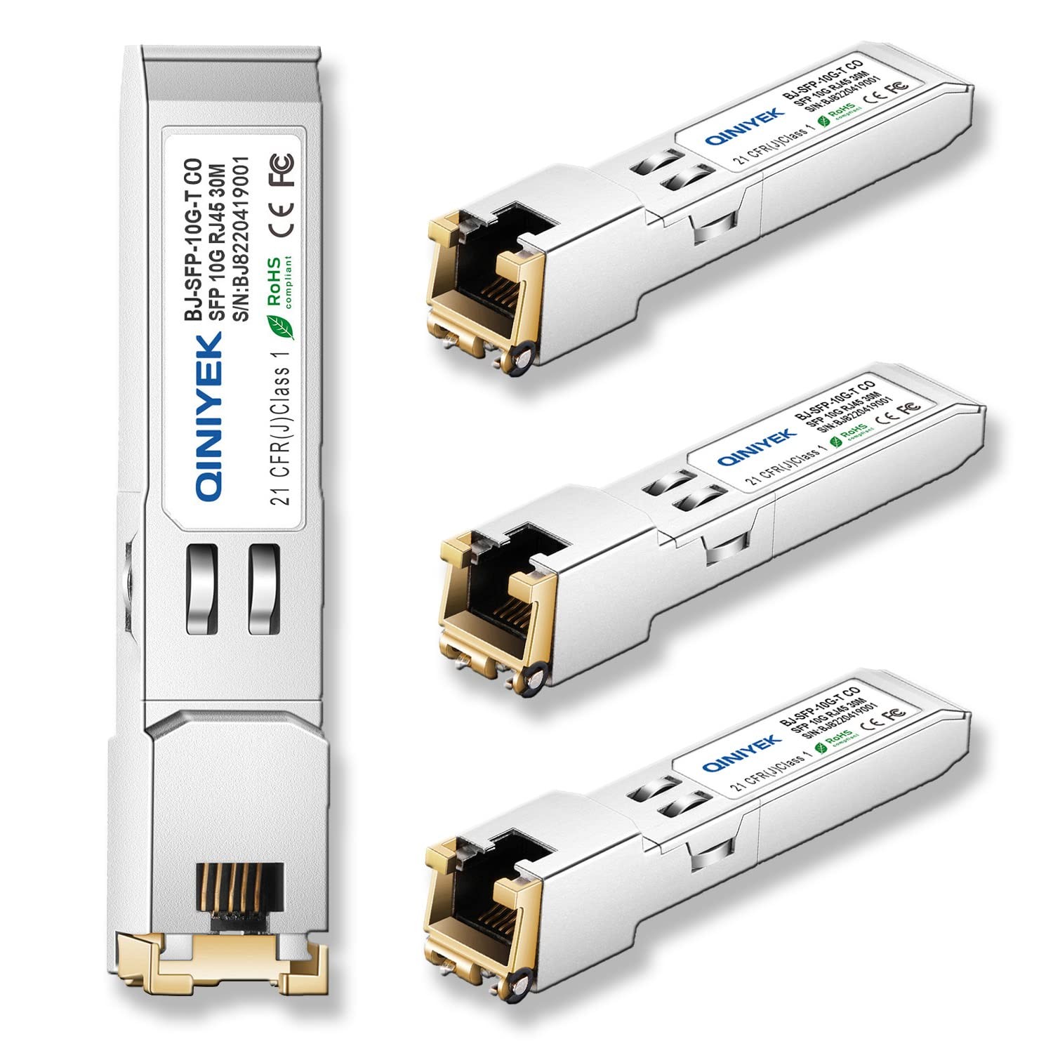 [4 Pack]1.25/2.5/5/10G SFP+ to RJ45 Transceiver, Copper SFP+ Module, Cat.6a/7…