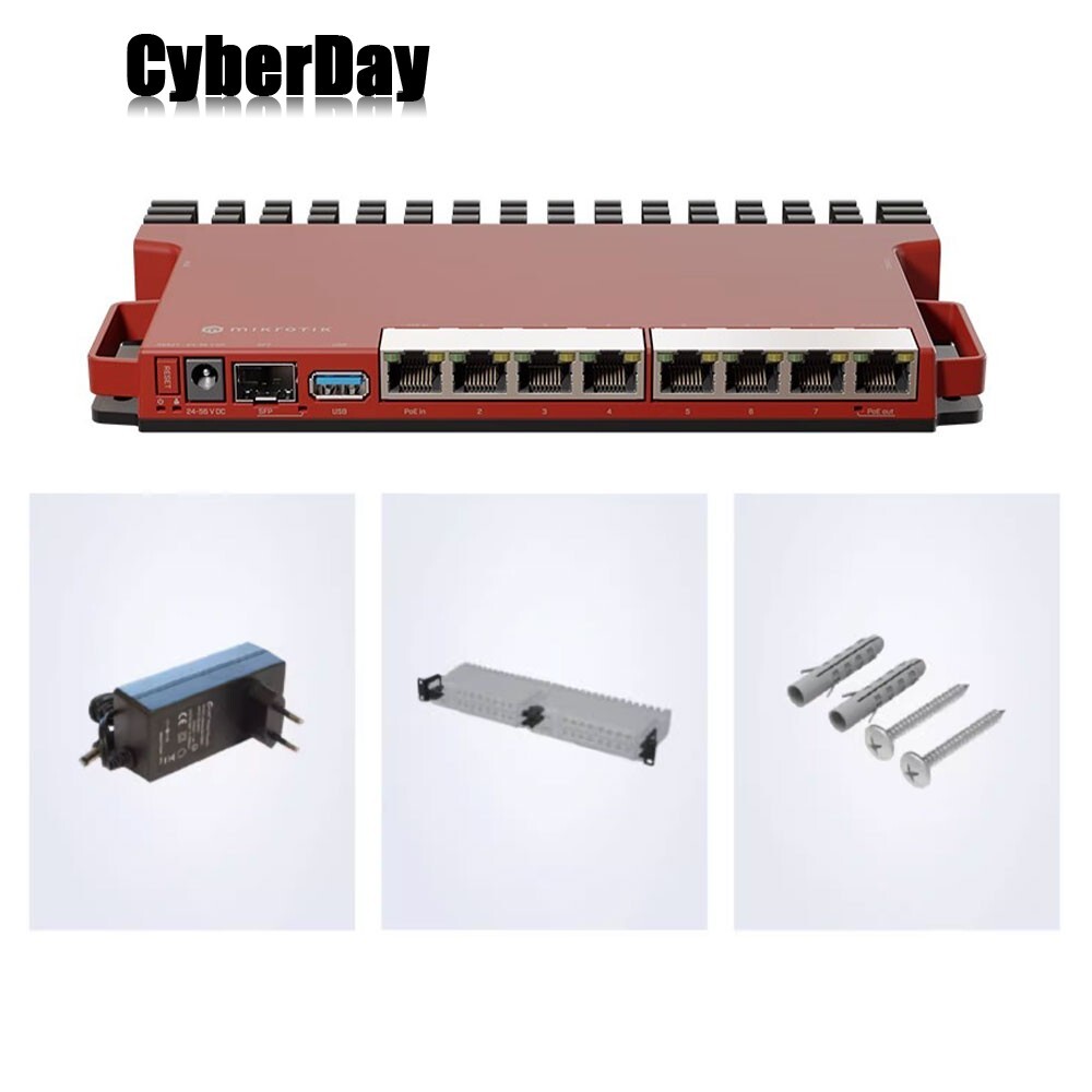 L009UiGS-RM 2.5G Router 512MB+128MB 2-Core Wired Router w/ 8pcs 1Gbps Ethernet
