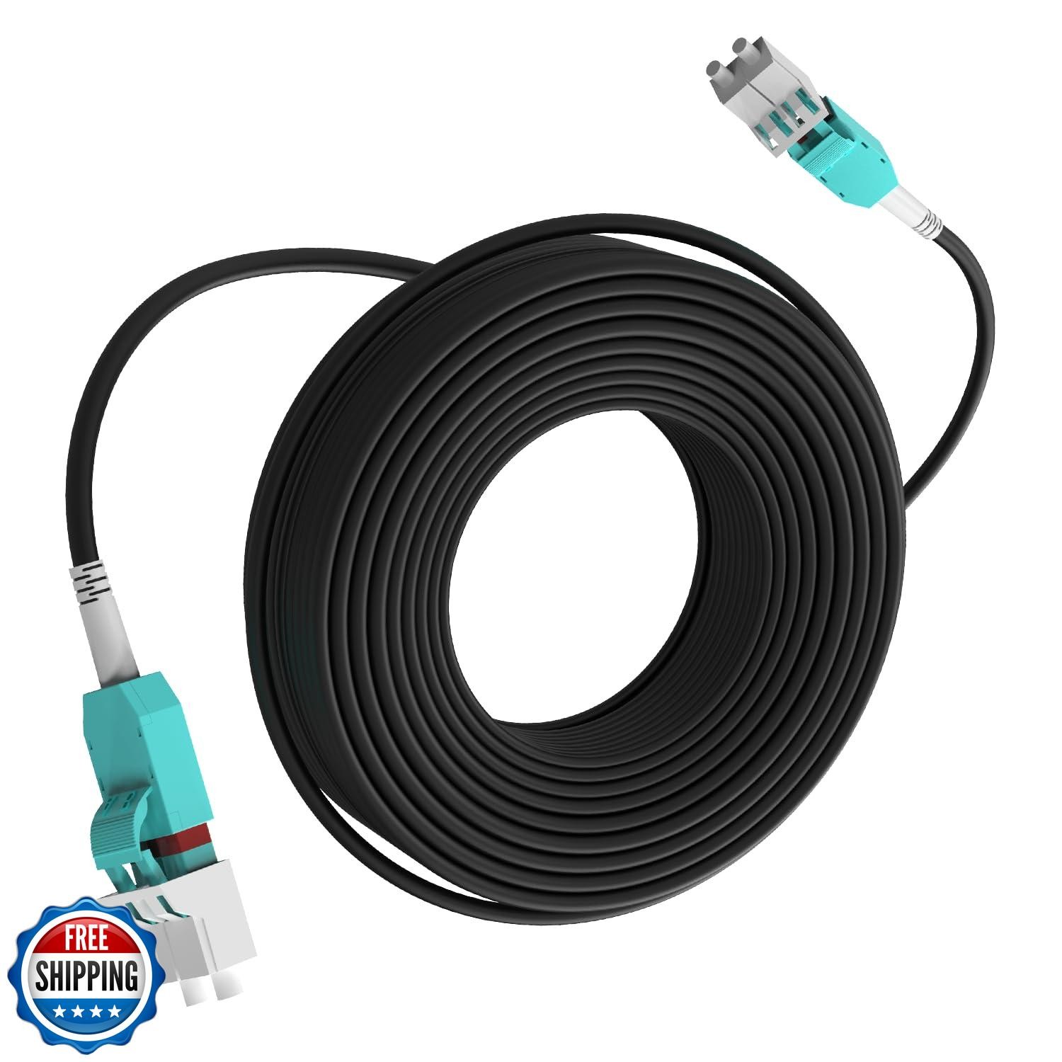 61M/200FT OM3/OM4 LC to LC Outdoor Armored Fiber Optic Patch Cable, Multimode