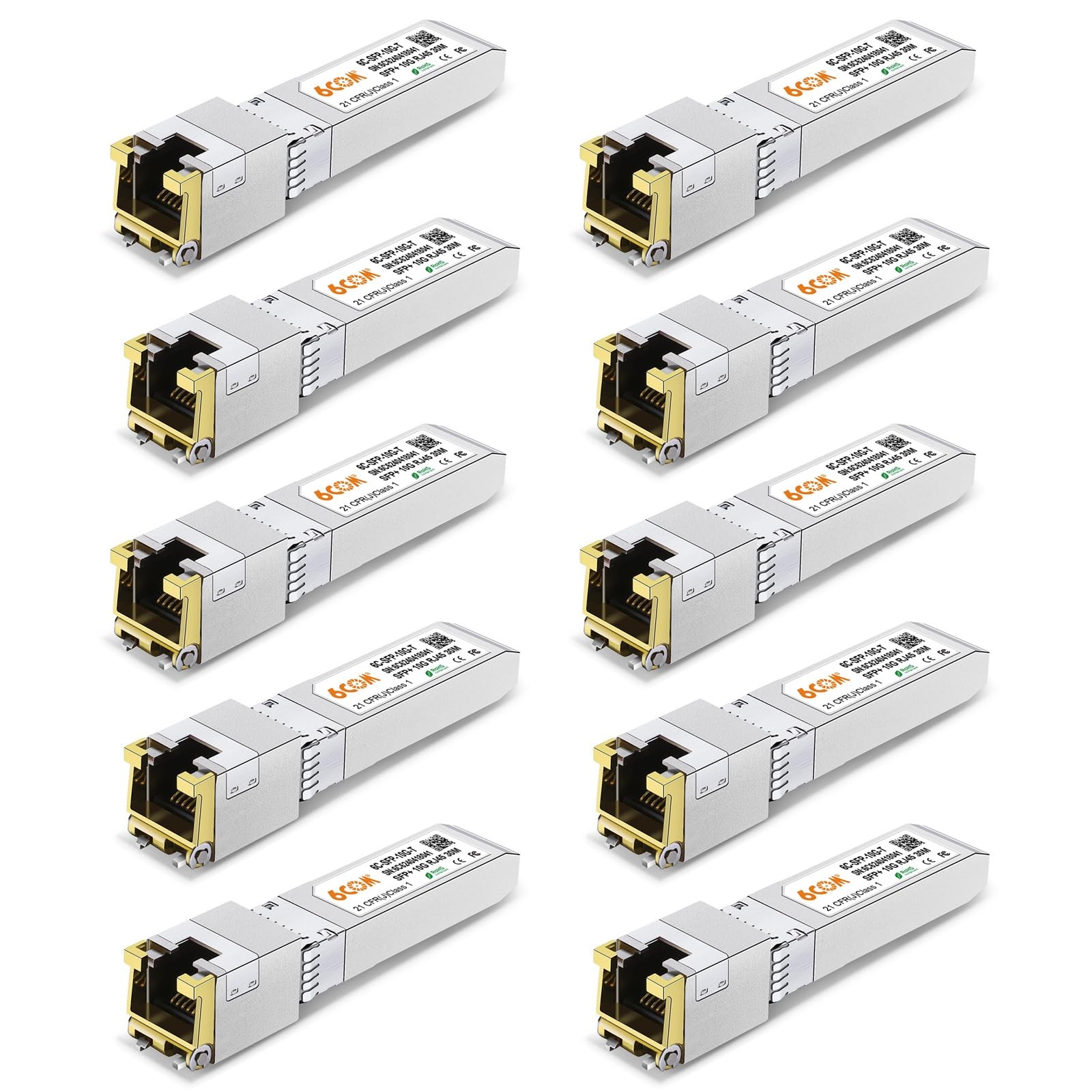 10Pack 10GBase-T SFP+ Transceiver, 10G SFP+ to RJ45 Copper Module, Compatible…