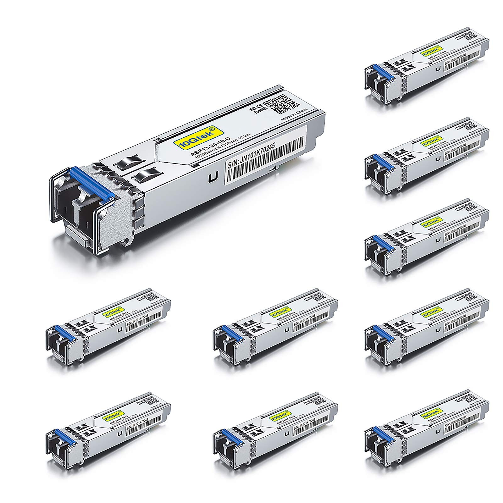 10Gtek 1.25G SFP 1000Base-LX Transceiver, 1310nm SMF Fiber Optic Module, up t…