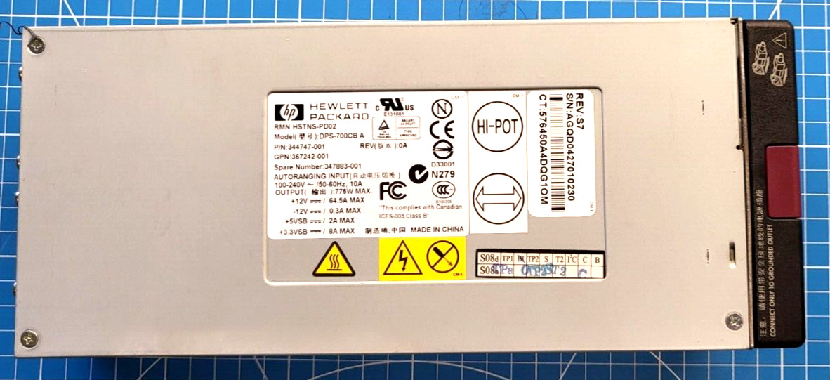 HP HEWLETT PACKARD DPS-700CB A 775w SWITCHING POWER SUPPLY 344747-001 | 04