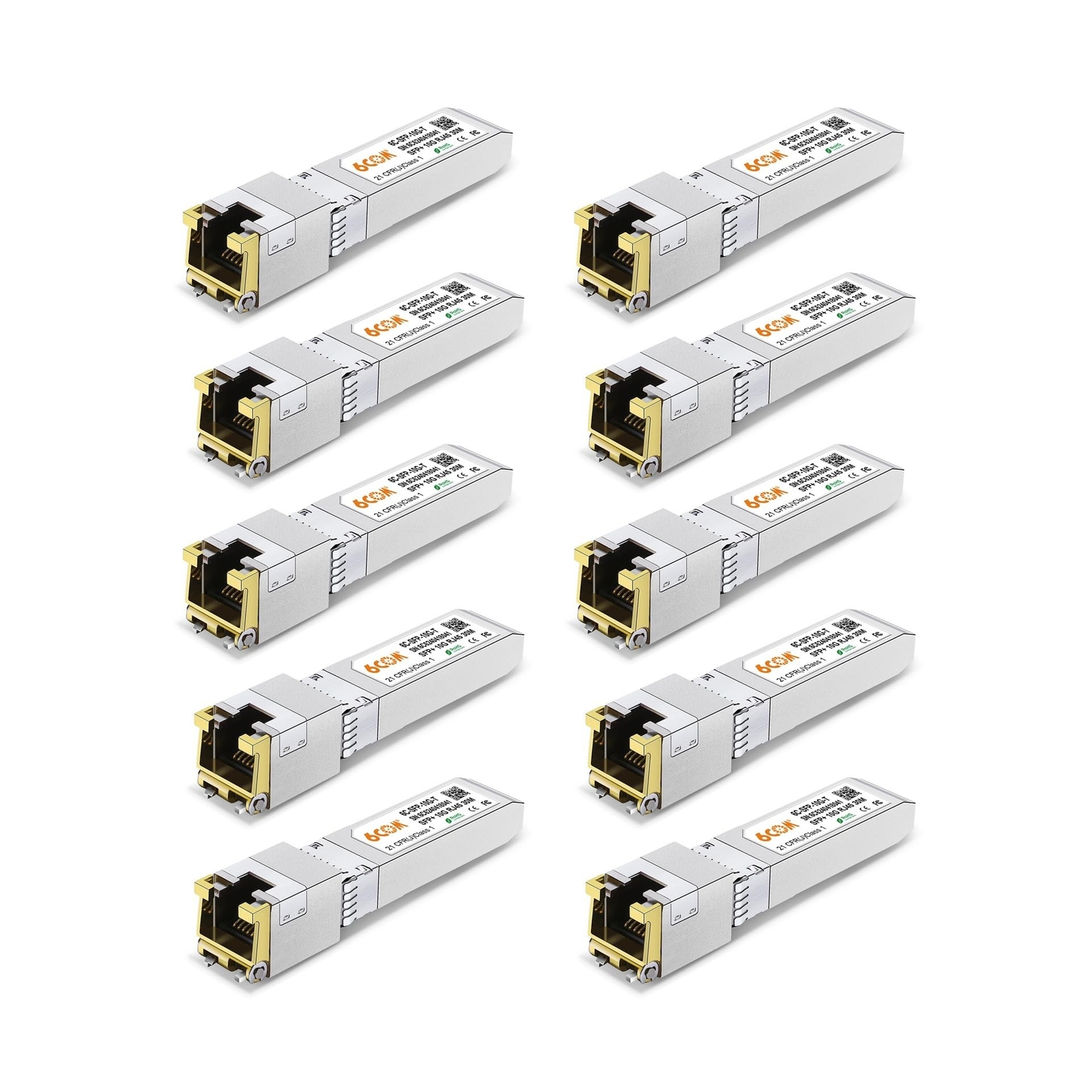 10Pack 1.25G/2.5G/5G/10GBase-T SFP+ Transceiver, 10G SFP+ to RJ45 Copper Modu…