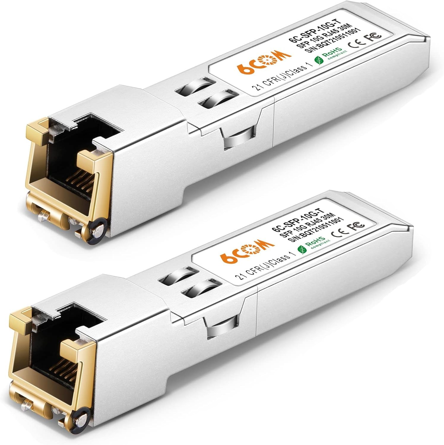 2Pack 10GBase-T SFP+ Transceiver, 10G to RJ45 2 Pack, 10GBase-T: 30m
