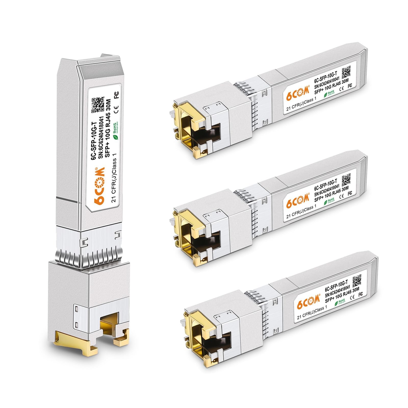 4Pack 1.25G/2.5G/5G/10GBase-T SFP+ Transceiver, 10G T SFP+ RJ45 Copper Module…