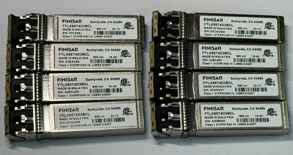 Lot of 8 FINISAR FTLX8574D3BCL SFP+ Transceiver 10G Base-SR SW 400m SFP MODULEs