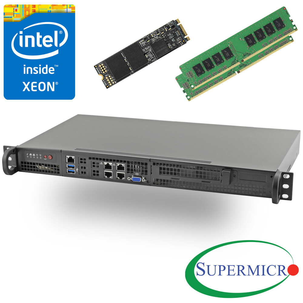 Supermicro 5018D-FN4T Xeon D 8-Core Front 1U Rackmount,Dual 10GbE,32GB, 256G M.2