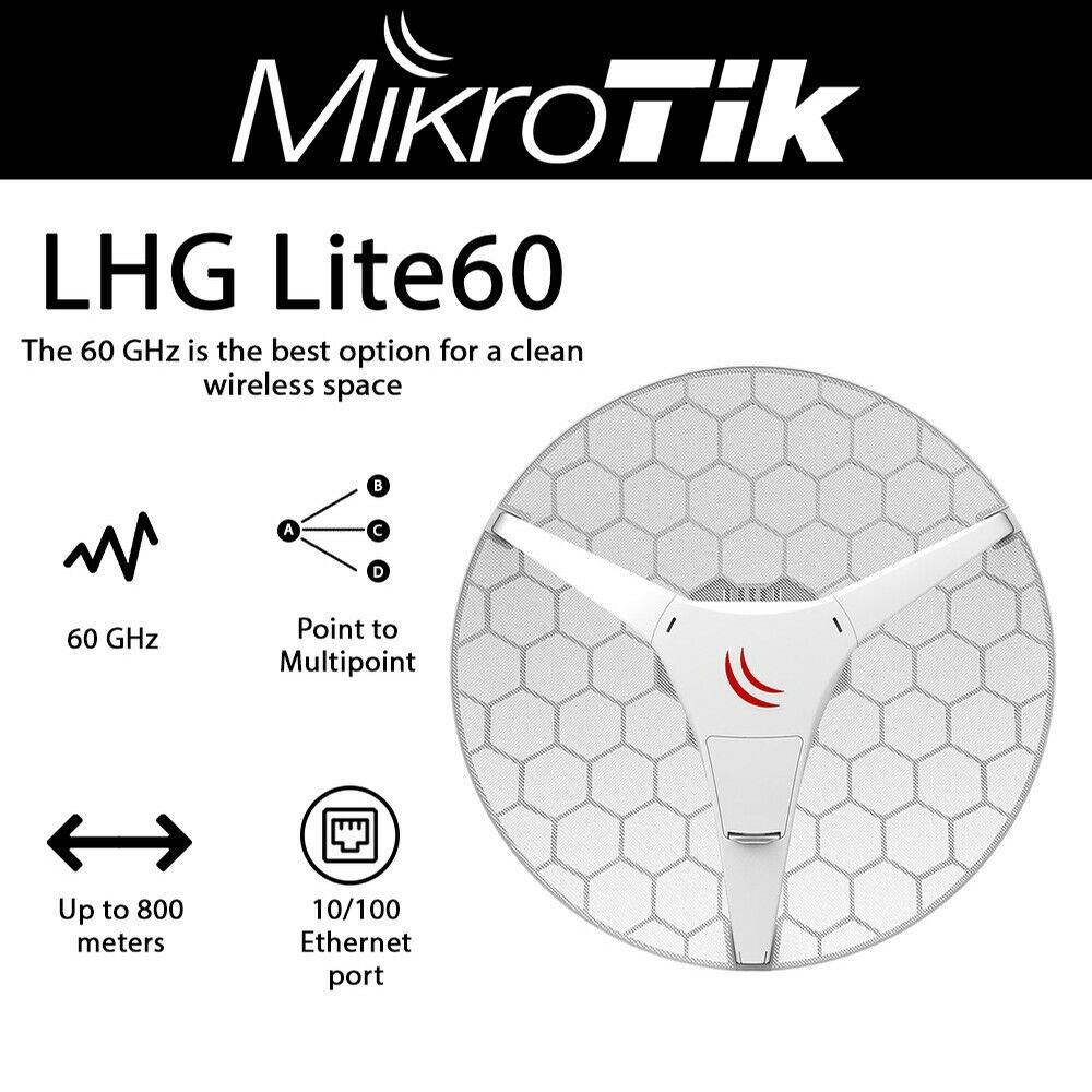 Mikrotik LHG Lite60- RBLHG-60ad 60 GHz AP upto 800 M 10/100Mbps