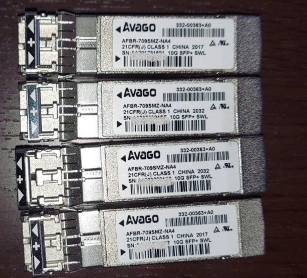 Lot of 4x Avago AFBR-709SMZ-NA4 Optical SFP Transceiver 10G SFP+ SWL 332-00363+A