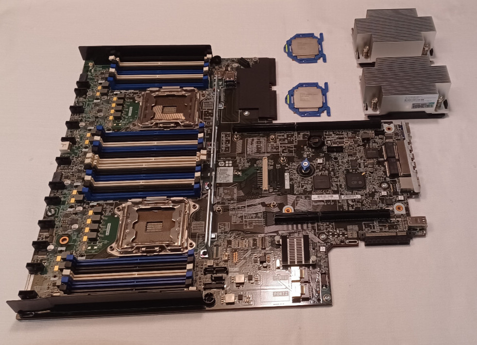 HP DL380 Gen9 Dual CPU Motherboard  (843307-001)  w/ Dual Xeon E5-2640v3 – 2.6GH
