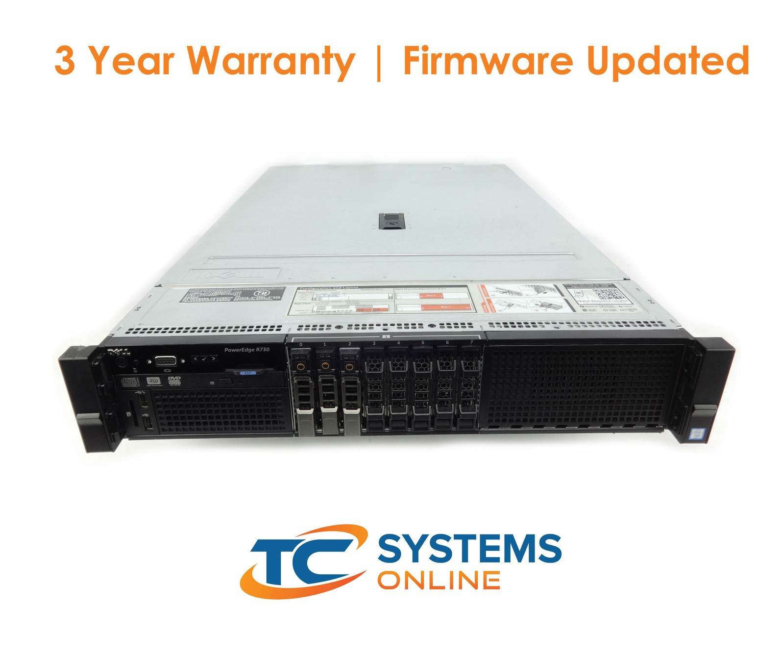 Dell R730 8SFF Server 2xE5-2650v3 2.3GHZ=20Cores 64GB 3xHD Tray H730