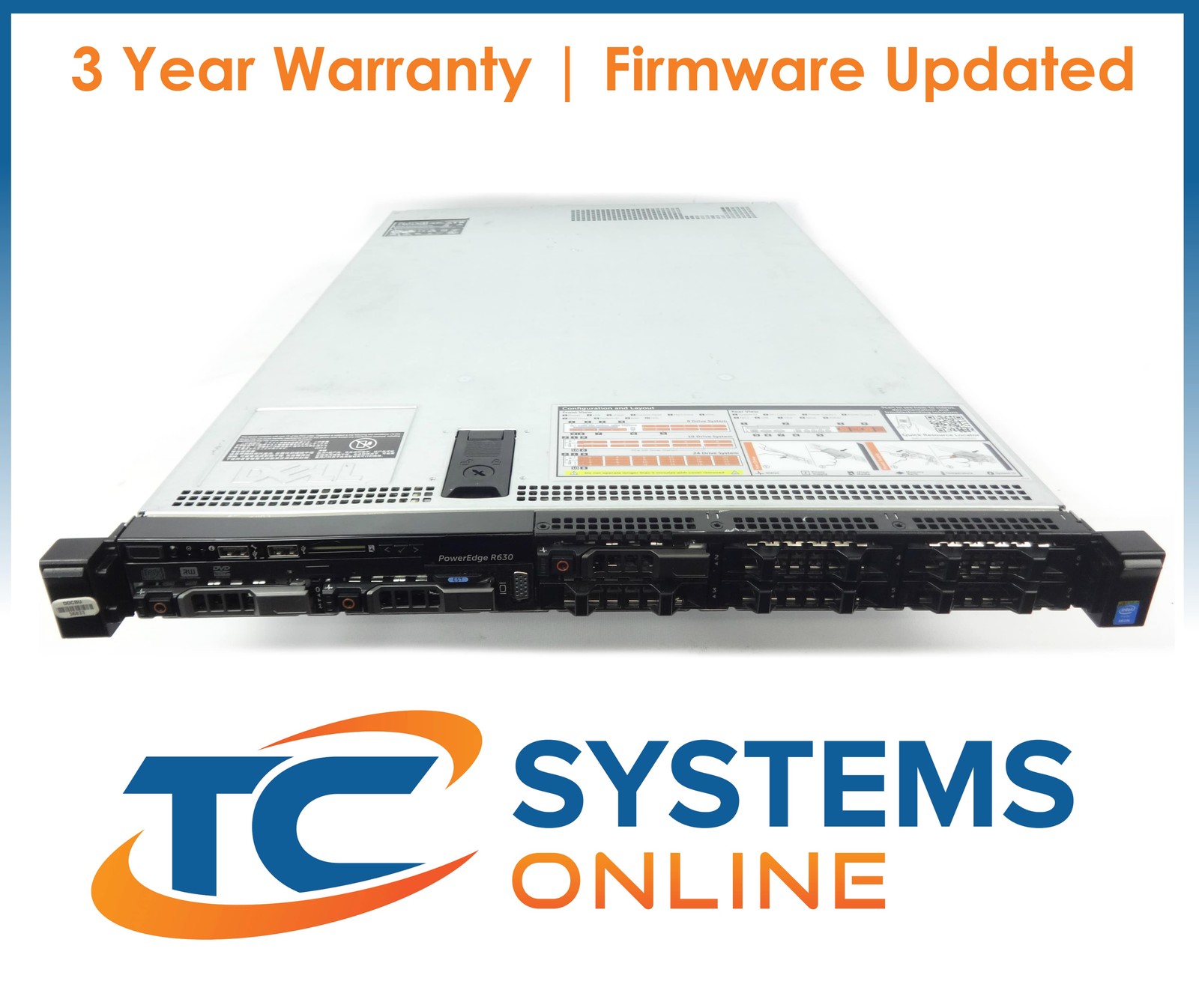 Dell R630 8SFF 2xE5-2650v4 2.2GHZ=24Cores 64GB 3xHD Tray H730