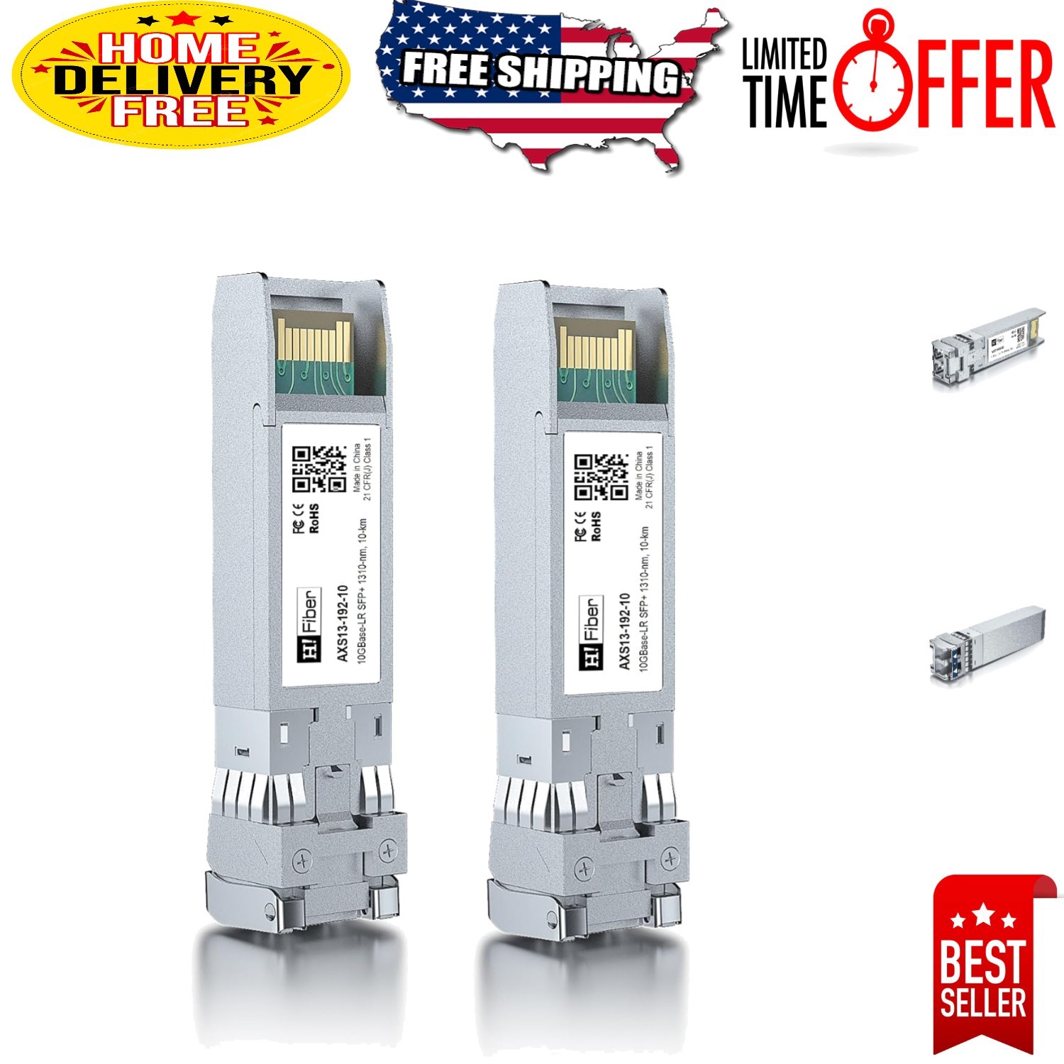 10G Fiber Transceiver 2-Pack – Compatible with Cisco, Meraki, Ubiquiti