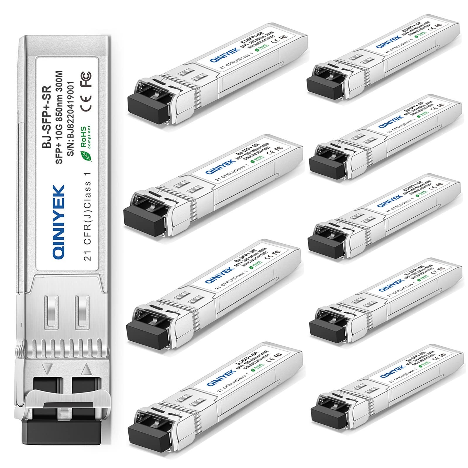 10Pack 10GBase-SR SFP+ Transceiver, 850nm Multi-Mode LC Module, 300m