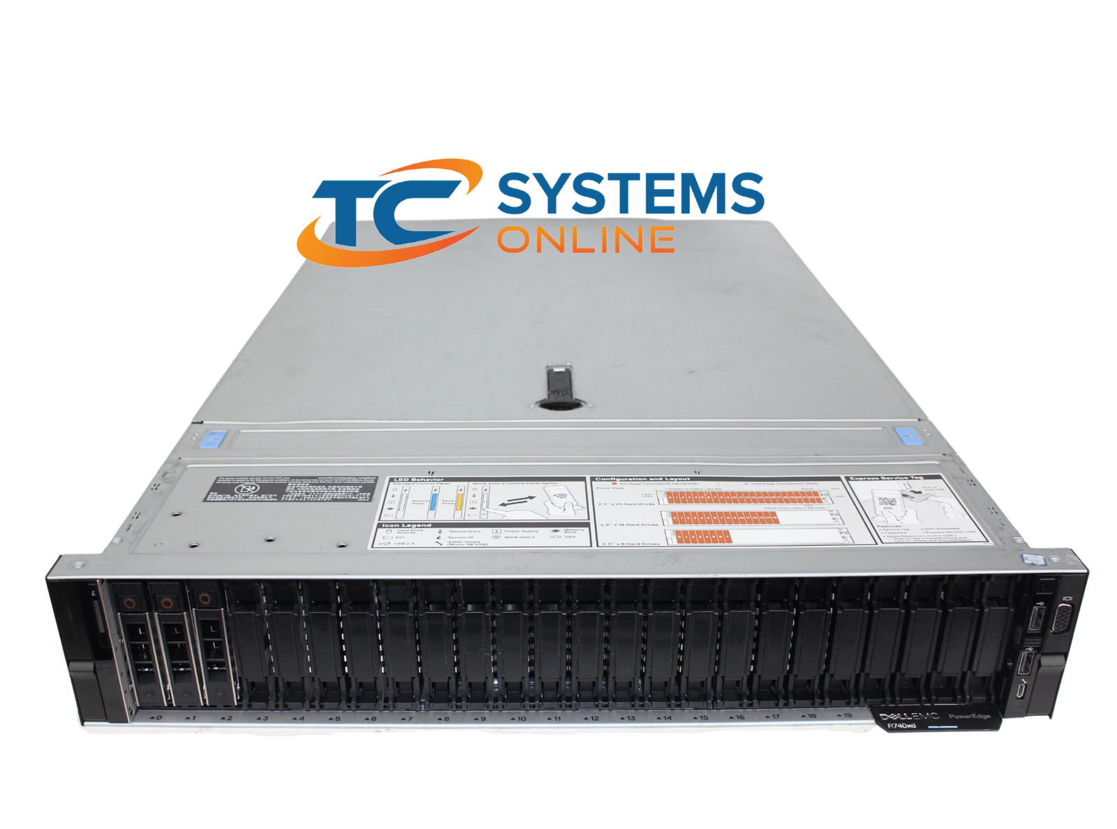 Dell R740XD 28SFF 2xGold 5118 2.3GHZ=24Cores 64GB 3×1.8TB 12G SAS H730P